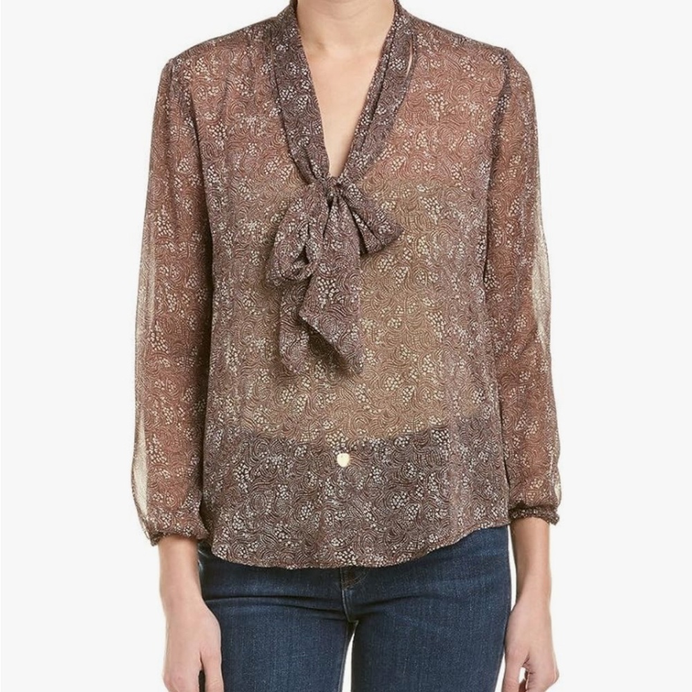 BB Dakota by Steve Madden Austell Sheet Printed Floral Front Tie Top Medium